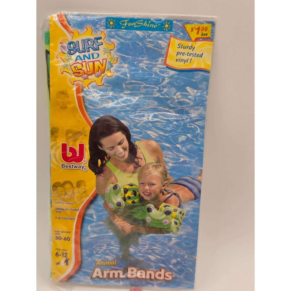 2003 Bestway FunShine Kids Frog Inflatable Arm Bands Swim Floaties Ages 6-12 NEW